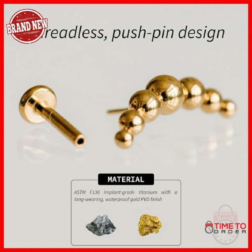 Implant-Grade Titanium Stud Earrings, Hypoallergenic Flat Back Design
